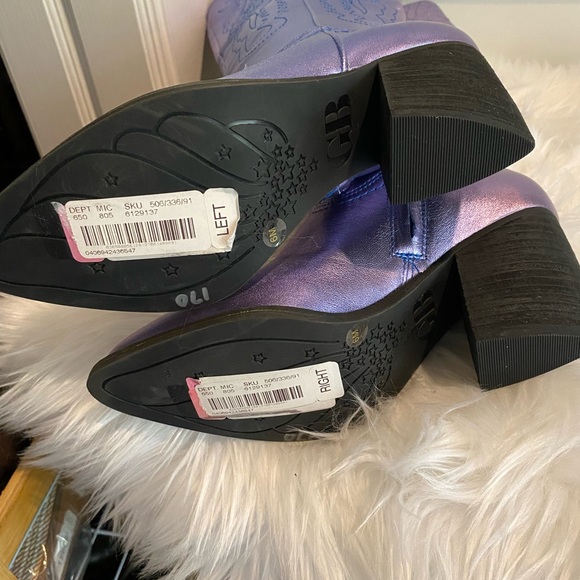 Gianni Bini Tall Cowboy Boots Metallic Blue & Purple SZ 6 NEW - Picture 7 of 8